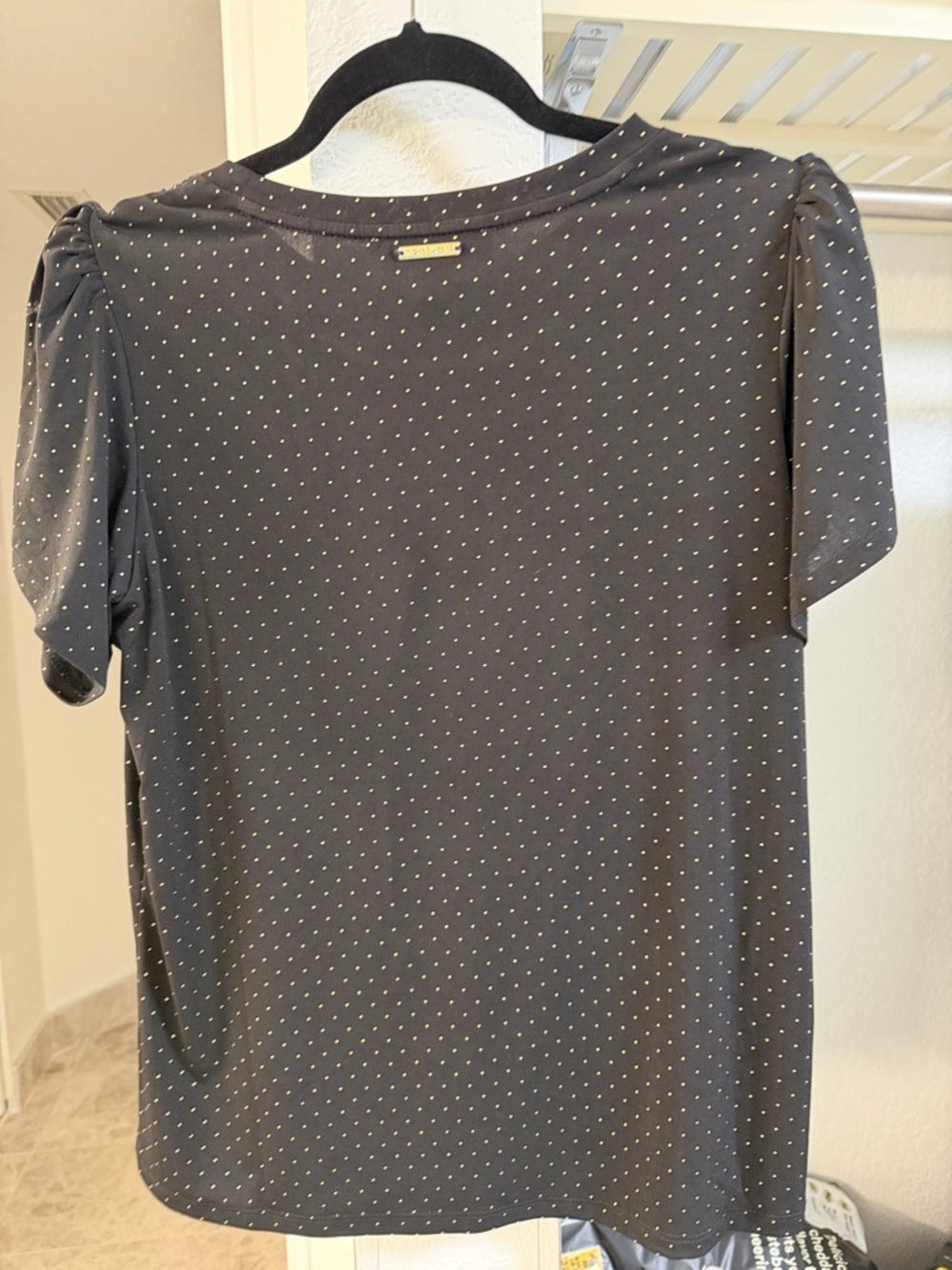 MICHAEL Michael Kors Black Top with White Dot Print - Picture 2 of 3
